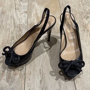 Valentino Women's Black Slingback Heels Size 37 EUC